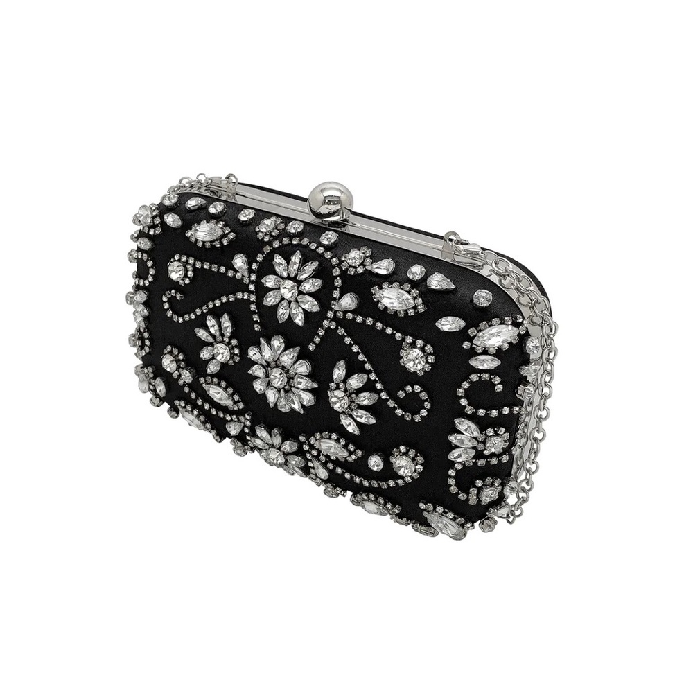 LA REGALE Flora Crystal Satin Minaudiere